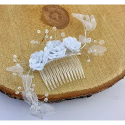 JZA wedding comb with flowers and crystals