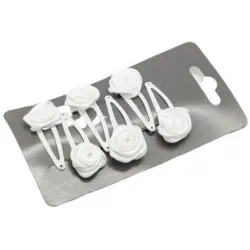 JZA white hairpins with rose